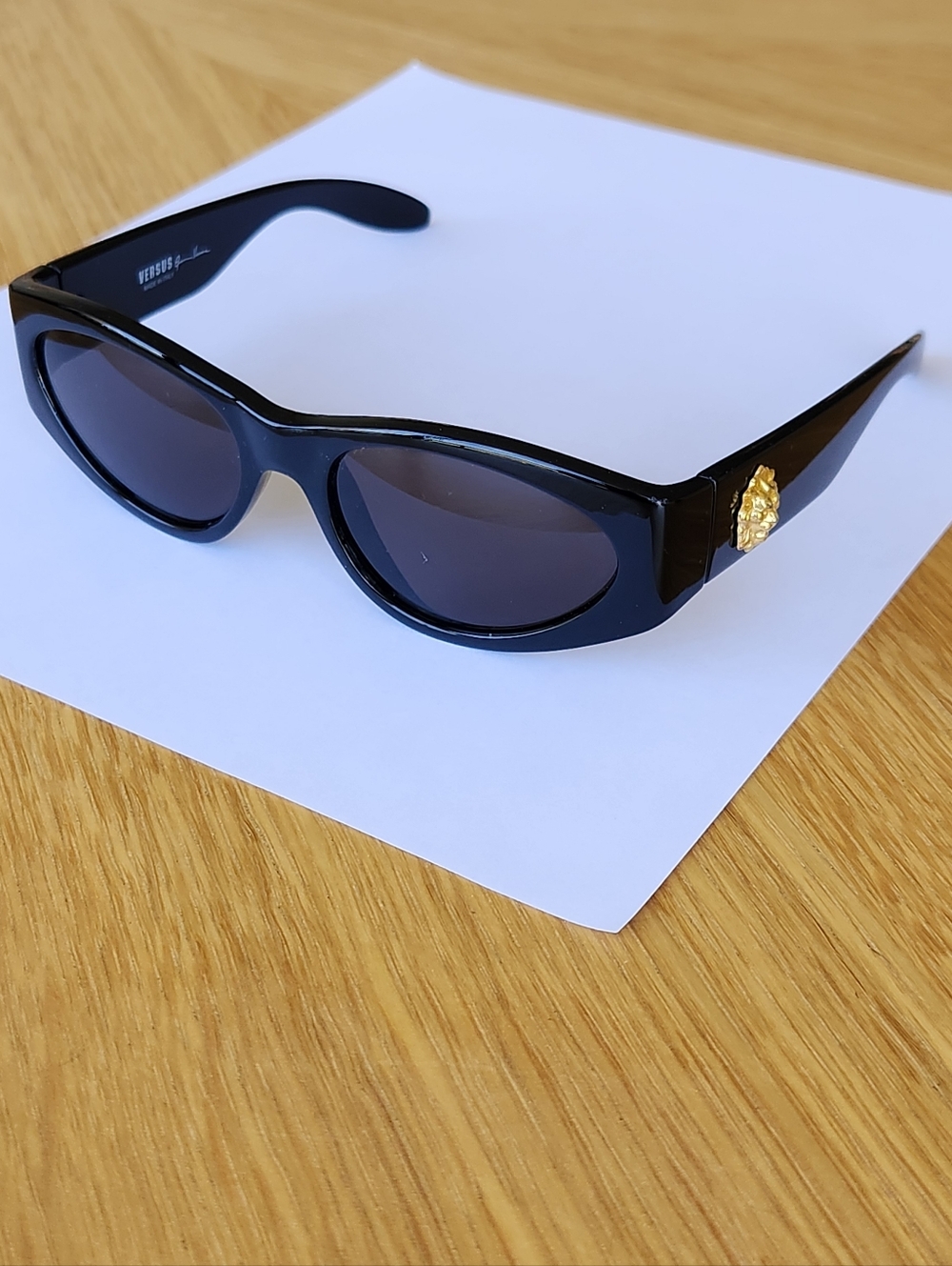 Black Cat-Eye Sunglasses with Gold Accent